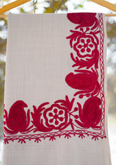 Pashmina Ari Work Shawl D -117 - Fawn