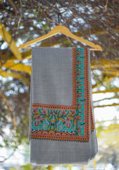 Pashmina Emboridered Shawl D - 133 - Grey