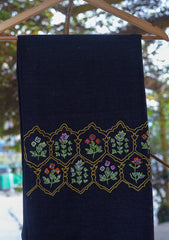 Pashmina Ari Work Shawl D - 115 - N Blue