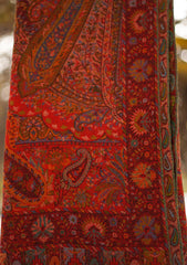 Pure Pashmina Kaani Jamawar Shawl D - 66 - Maroon