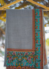 Pashmina Emboridered Shawl D - 133 - Grey