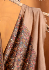 Pashmina Embroidered Jaaldar Shawl D#03 - Brown