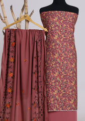 Winter - Riwaj - Printed Cotray Suit - Wool Shawl - D#15 - DT Pink