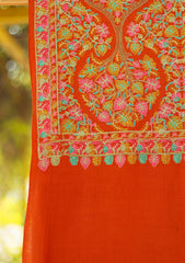 Wool Embroidered Shawl D - 13 - Red