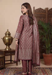 Winter - Fancy Silk Zari Jamawar - 3 Pcs Suit - D#13 - Maroon