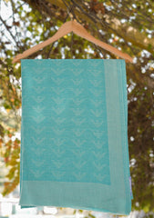 Pure Pashmina Kaani Jamawar Scarf D - 18 - Ferozi