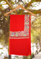 Pashmina Ari Work Shawl D - 106 - Red