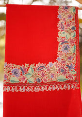 Pashmina Ari Work Shawl D - 106 - Red