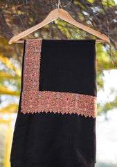 Pashmina Emboridered Shawl D - 118 - Black