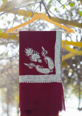 Pure Pashmina Kashmiri Work Shawl D - 29 - D Maroon