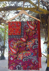 Digital Printed Wool Shawl D - 01D - Red