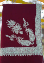 Pure Pashmina Kashmiri Work Shawl D - 29 - D Maroon