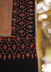 Pure Pashmina Kashmiri Work Shawl D - 18 - B Black