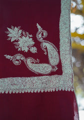 Pure Pashmina Kashmiri Work Shawl D - 29 - D Maroon