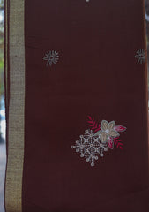 Pashmina Emboridered Shawl D - 129 - Chocolate
