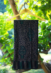 Pure Pashmina Kaani Jamawar Shawl D - 81 - Black