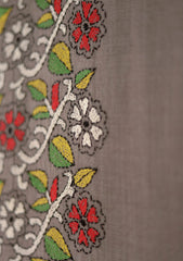 Wool Needle Work Shawl D - 29 - Brown