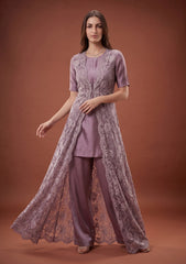 Fancy Chantilly Lace Saree - Light Purple