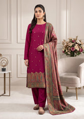 Winter - Fancy Silk Zari Jamawar - 3 Pcs Suit - D#09 - Sh Pink