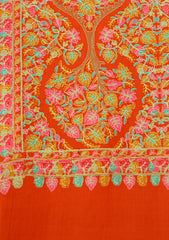Wool Embroidered Shawl D - 13 - Red