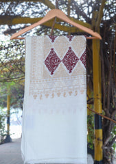 Pashmina Ari Work Shawl D - 107 - Off White
