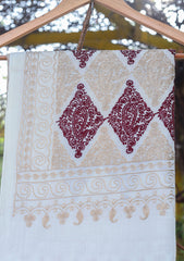 Pashmina Ari Work Shawl D - 107 - Off White
