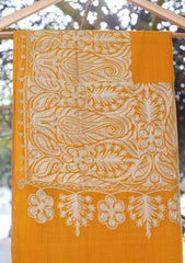 Pashmina Ari Work Shawl D - 109 - Mustard