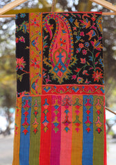 Pure Pashmina Qalamkari Shawl D - 04B - Black