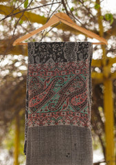 Pure Pashmina Kaani Jamawar Shawl D - 73 - Black