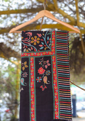 Pure Pashmina Qalamkari Shawl D - 04 - Black
