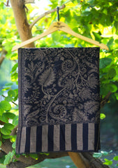 Pure Pashmina Kaani Jamawar Scarf D - 17 - Black