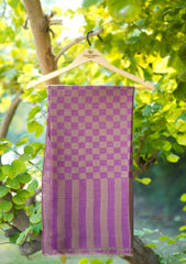 Pashmina Check Shawl D - 05C - Golden Purple