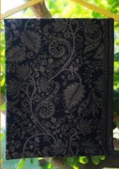 Pure Pashmina Kaani Jamawar Scarf D - 17 - Black