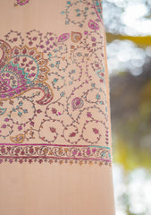 Wool Needle Work Shawl D - 32 - Beige