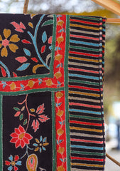 Pure Pashmina Qalamkari Shawl D - 04 - Black