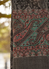 Pure Pashmina Kaani Jamawar Shawl D - 73 - Black