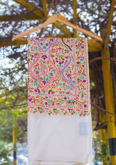 Pashmina Ari Work Shawl D - 85 - Off White