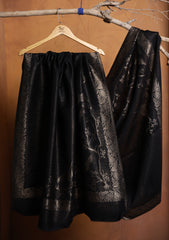 Silk Zari Jamawar Shawl D#02 - Black