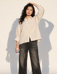 Pret - Moven - Indigo Cotton Linen Women's Shirt - Skin