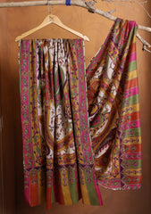 Pashmina Qalamkari Needle Work Shawl D#11 - Multi