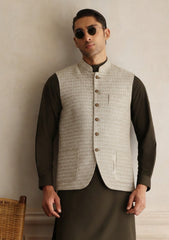 Elite Men China Boski Unstitched Waistcoat Fabric - D#40 - Golden