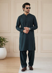 Elite Men Maks Royal Tessuti Finest Plain Cotton Fabric - B Green