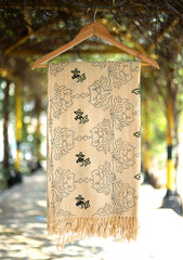 Pashmina Wool Needle Work Shawl D - 05 - L Beige
