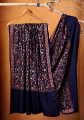 Pashmina Embroidered Jaaldar Shawl D#01 - Blue