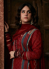Lawn - Kahf Premium - Aangan Chiffon Prints 26 - KPS#01A - SURKH NOOR
