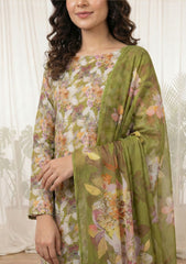 Lawn - Rubaaiyat - Digital Printed 26 - 2 By 2 - D#28 - M Green