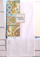 Embroidered Lawn Summer Shawl D#50 - White