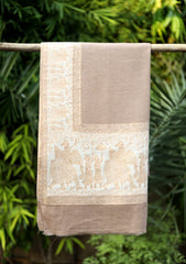 Pashmina Kani Jamawar Shawl D - 133 - L Brown