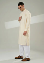 Elite Men Plain Fine 8 Pound Unstitched Boski Suit - Off White