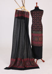 Winter - Riwaj - Pashmina Suit - Kaani Jamawar - Premium 25 - D#49 - Black